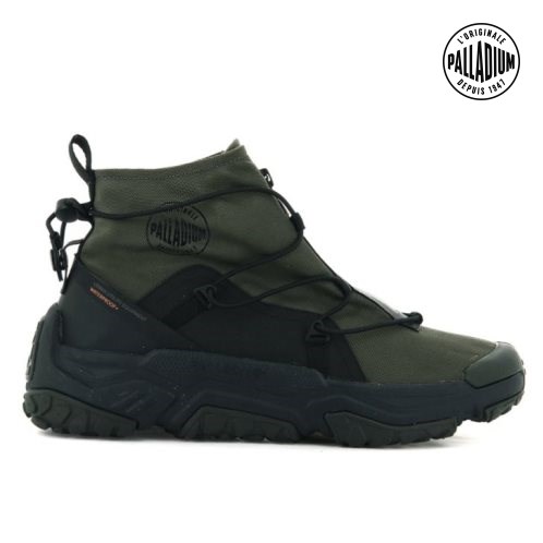 Baskets Palladium Off-grid Hi Zip Imperméables + Femme Vert Olive | FR SYP579F